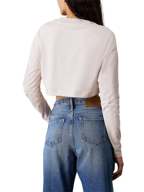 T-shirt crop manica lunga panna Calvin Klein Jeans | J20J224991PDH